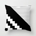 Modern square peach skin pillowcase with black and white geometric pattern and stripes - 18x18 Inch / Stepped Sawtooth Stripe (DRD27-16)