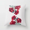 White square cushion cover with vintage vertical red rose floral print design - 18x18 Inch / Vintage Red Roses (DRD51-7)