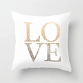 Minimalist white square pillowcase featuring a modern gold to silver gradient LOVE print - 18x18 Inch / LOVE Letters Pattern (DRD25-6)