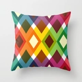 Kleurrijke kussensloop met geometrisch ruitpatroon en modern Noors abstract design - Pop Art Meerkleurige Ruitstijl (YMDDRD40-3) / 45x45 cm