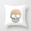 Modern white pillowcase featuring a gold and silver gradient glitter skull design - 18x18 Inch / Skull Pattern (DRD25-9)