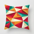 Polyester kussensloop met gedurfde geometrische veelhoeken in oranje en groenblauw - Stereo Polygoon Splijstijl (YMDDRD40-6) / 45x45 cm