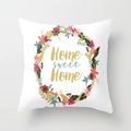 Federa per cuscino bianca con ghirlanda floreale e scritta Home Sweet Home - 45x45 / Testo Home Sweet Home (DRD21-16)