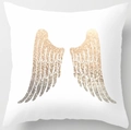Modern white square pillow case with golden sequin angel wings pattern design - 18x18 Inch / Wings Pattern (DRD25-13)