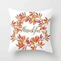 Floral peach skin pillowcase with thankful letter print and autumn leaves pattern - 45x45 / Autumn Leaves Thankful (DRD21-13)