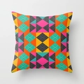 Noordse geometrische kussensloop met kleurrijke driehoekspatronen in roze en oranje - Boheems Abstract Meerkleurig Splijtstijl (YMDDRD40-2) / 45x45 cm