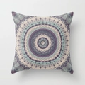 Federa mandala bohémien con motivo geometrico viola e blu su fodera in poliestere quadrata - Mandala Viola (DRD53-4)