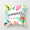 Tropical peach skin pillowcase with pink flamingo, toucan and Summer Mood ON text - 45x45 / Flamingo Summer Mood (DRD21-11)