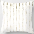 Square white decorative pillowcase with modern vertical golden metallic polka dots - 18x18 Inch / Dots Pattern (DRD25-16)