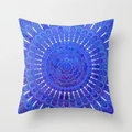 Square bohemian mandala pillow case with blue and purple geometric radial patterns - Blue Purple Mandala (DRD53-5)