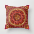 Square bohemian mandala cushion cover with warm orange and red geometric patterns - Warm Orange Mandala (DRD53-6)