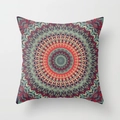 Bohemian square throw pillow featuring a vintage red and indigo mandala geometric pattern - Retro Red Mandala (DRD53-7)
