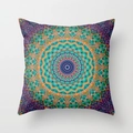 Bohemian mandala geometric pattern throw pillow cover in vibrant turquoise and orange - Colorful Mandala (DRD53-8)
