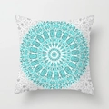 Square bohemian cushion cover with teal mandala geometric pattern for home decor - Teal Mandala (DRD53-9)