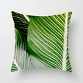 Tropical green leaves printed peach skin polyester square throw pillow case cover - 18x18 Inch / Large Green Leaf Close-up (DRD22-18)
