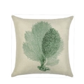 Linen square pillow cover featuring a detailed dark green sea fan coral print design - Dark Green Sea Fan Style (YMD13-2)