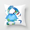 Quadratischer Kissenbezug mit blauem Aquarell-Krabbenmotiv für Sofa und Dekoration - 45x45 cm / DRD50-1 (Krabbenmuster)