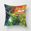 Tropical banana leaf watercolor print on decorative square peach skin pillowcase cover - 18x18 Inch / Watercolor Banana Leaf Art (DRD22-19)
