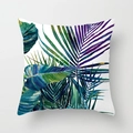 Tropical palm leaf pillow cover with green and purple watercolor foliage design - 18x18 Inch / Tropical Palm Leaf Watercolor (DRD22-21)