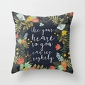 Floral peach skin pillowcase in navy blue with 'Use your heart' quote print - 45x45 / Blue Floral Quote (DRD21-5)