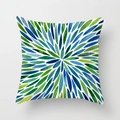 Green botanical geometric pillow cover with peach skin texture for home decor - Blue Green Watercolor Petal Pattern (DRD38-6) / 18x18 Inch