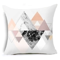 Pink and grey geometric marble pattern throw pillow cover on a clean white background - Geometric Marble Patchwork (DRD26-1) / 18x18 Inch