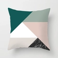 Pink and dark green marble texture geometric pattern decorative pillow cover - Nordic Geometric Patchwork (DRD26-5) / 18x18 Inch