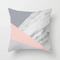 Pink and grey geometric marble pattern cushion cover in soft peach skin fabric - Minimalist Geometric Marble (DRD26-7) / 18x18 Inch
