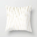 Modern white square pillow case with vertical golden metallic polka dot pattern decor - Gold Polka Dot Lines (DRD26-8) / 18x18 Inch