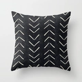 Modern square black peach skin throw pillow case with white chevron marble pattern - Classic Black White Chevron Style (DRD90-6)