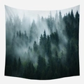 Tapisserie de forêt avec arbres persistants brumeux sur un fond blanc épuré - 95*73 / Forêt Brumeuse (WTG-5)