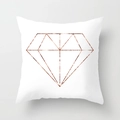 Modern white pillowcase with rose gold geometric diamond print on peach skin fabric - Rose Gold Diamond Frame (DRD26-11) / 18x18 Inch