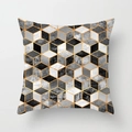 Fodera per cuscino moderna con motivo a cubi 3D dorati su morbido tessuto pelle di pesca - Stile Cubo Geometrico 3D (DRD36-2)