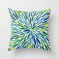Abstract blue and green watercolor leaf pattern pillow cover in peach skin fabric - 45x45cm / Blue Green Watercolor Leaf Style (DRD28-8)