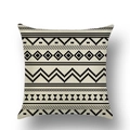 Modern black geometric pattern linen pillowcase with Nordic triangle abstract design - 45x45cm / Bohemian Pattern (YMD18-3)