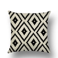 Nordic minimalist black and white geometric diamond pattern linen throw pillow cover - 45x45cm / Serrated Rhombus (YMD18-6)