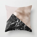 Detail view of geometric peach skin pillowcase with marble and rose gold foil patterns - Tri-Color Geometric Marble Patchwork (DRD36-7)