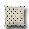 Modern beige linen pillow cover featuring a classic black polka dot pattern - 45x45cm / Polka Dots (YMD18-7)
