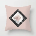 Pink marble geometric cushion cover with Nordic abstract peach skin fabric design - Pink Geometric Marble (DRD26-15) / 18x18 Inch