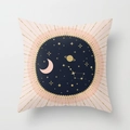 Detail of star and moon pattern on geometric gold peach skin velvet pillow cover - Starry Sky Moon Gold Powder Style (DRD36-8)