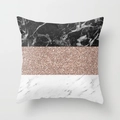 Detail of three-tier geometric cushion cover with marble patterns and rose gold glitter - Triple Section Marble Sequin Style (DRD36-10)