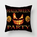 Funda de cojín de Halloween con diseño de calabaza brillante sobre fondo negro de fiesta - 45x45 cm / DRD69-6