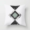 Modern geometric peach skin pillowcase with green marble triangle pattern - Nordic Geometric Marble (DRD26-17) / 18x18 Inch