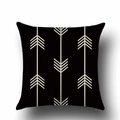 Modern Nordic black linen pillowcase with cream geometric arrow line patterns - 45x45cm / Arrow Vertical Lines (YMD18-9)