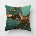 Teal and gold marble texture peach skin velvet square decorative throw pillow cover - 45x45cm / Teal Gold Crack Marble Style (DRD28-12)
