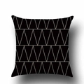 Modern Nordic linen cushion cover featuring black fabric with white geometric triangles - 45x45cm / Isosceles Triangles (YMD18-10)