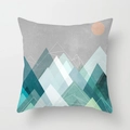 Peach skin cushion cover with modern geometric mountain landscape and pink sun pattern - 45x45cm / Geometric Snow Mountain Landscape Style (DRD28-13)