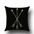 Modern black linen cushion cover with beige geometric arrow pattern design - 45x45cm / Crossed Arrows (YMD18-11)