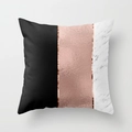 Detail of geometric peach skin cushion cover with black, rose gold, and marble textures - Vertical Patchwork Marble Gold (DRD36-16)