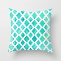 Peach skin pillowcase featuring teal watercolor Moroccan geometric pattern on white - 45x45cm / Teal Watercolor Geometric Style (DRD28-15)